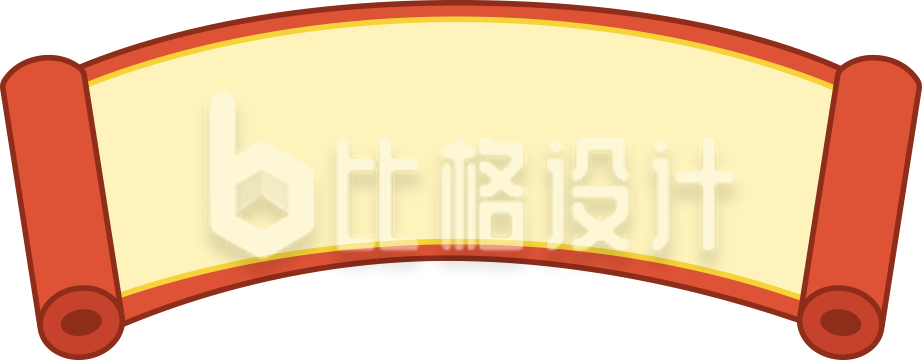 手绘红黄卷轴
