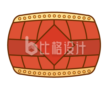 手绘红色卡通大鼓