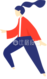 扁平风红衣服奔跑女孩