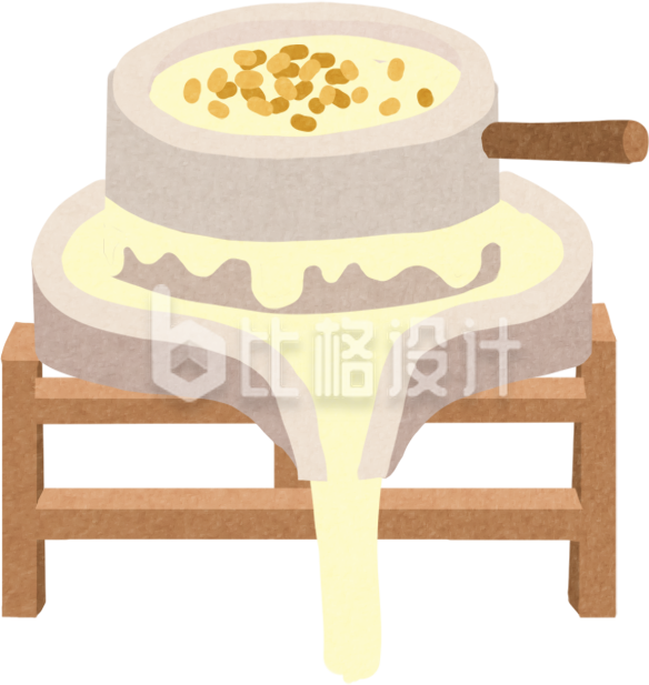 手绘简约卡通豆浆石磨