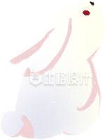 手绘可爱向上看的兔子