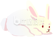 手绘可爱趴着的兔子