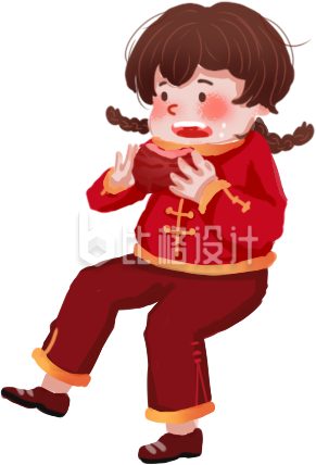 手绘可爱吃红枣小女孩