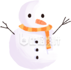 手绘戴橙色围巾可爱雪人