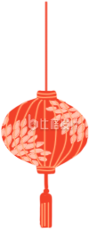 手绘红色大丽花纹饰灯笼