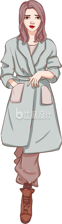 手绘漫画卡通自信女孩