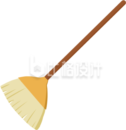 手绘卡通插画扫帚