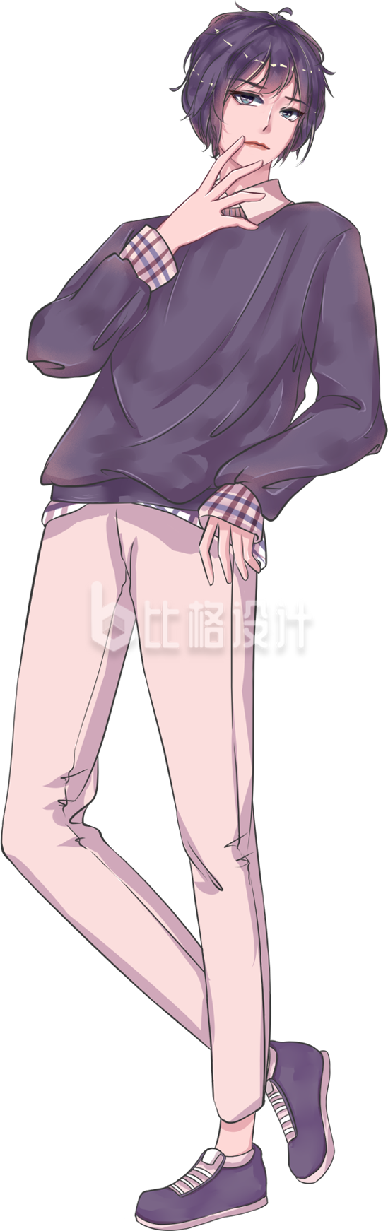 漫画卡通手绘精致美少年
