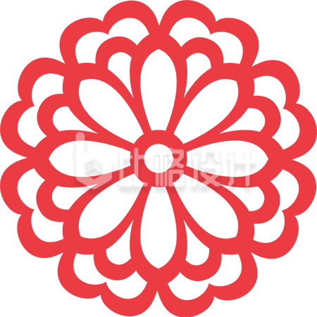 红色描边几何花卉