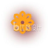 黄色剪纸风几何花卉