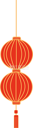 简约大气红金双层灯笼插画
