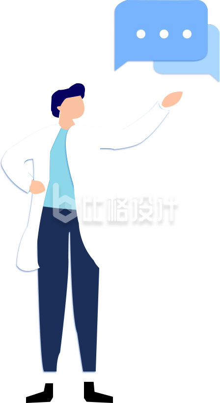 扁平男医生对话框插画