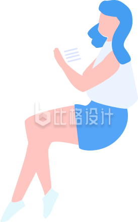 扁平插画坐着看书的女孩