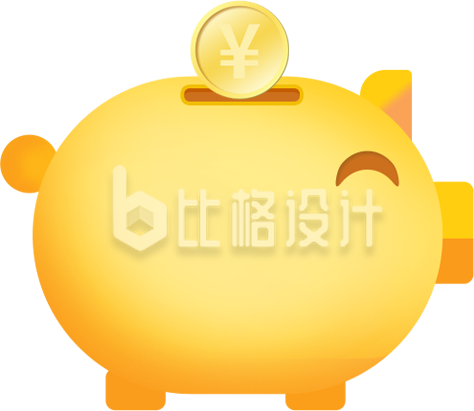 卡通手绘金猪金币