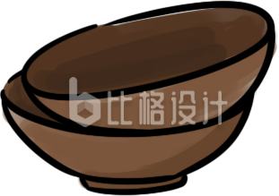 卡通手绘水墨风酒碗