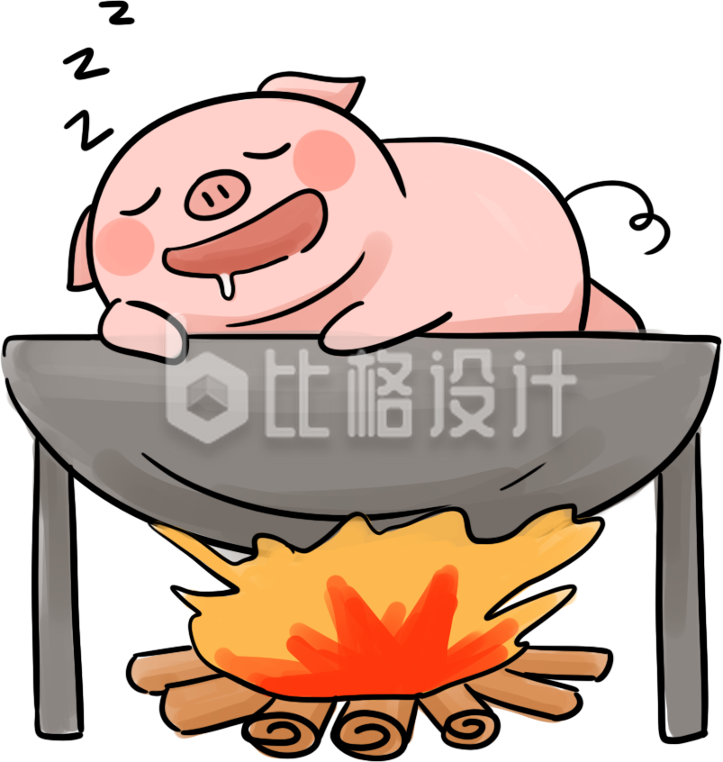 手绘插画腊月二十六割年肉吃猪肉习俗