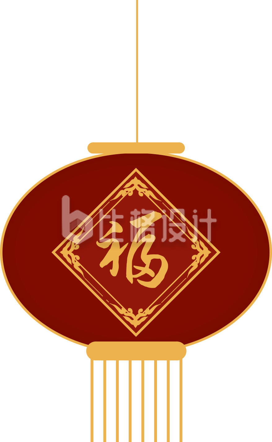 手绘简约卡通福字灯笼