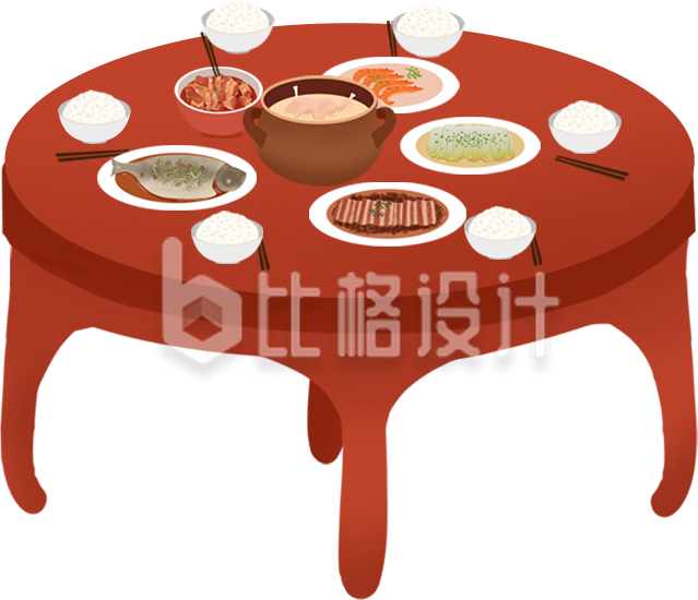手绘卡通年夜饭