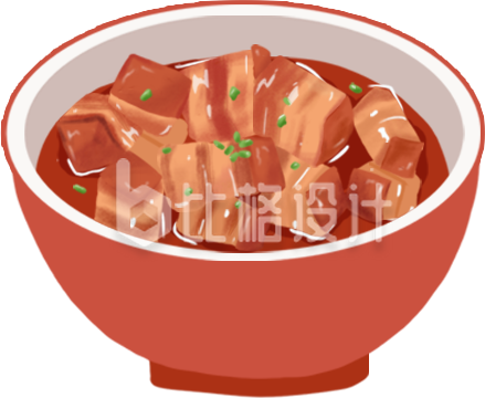 手绘卡通红烧肉插画