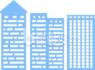蓝色简约扁平建筑群