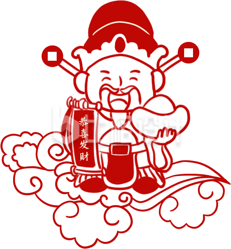 红色简约财神爷