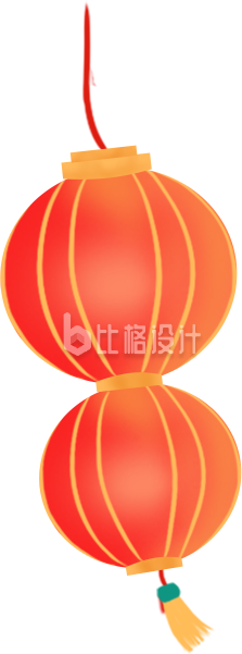 中国风手绘双层灯笼插画