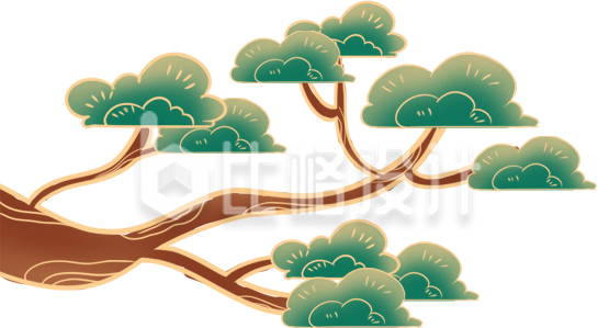 手绘国潮风玉桂树插画