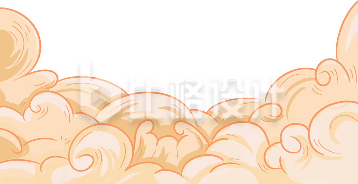 手绘国潮风祥云云朵插画