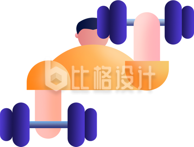 卡通手绘举哑铃的人