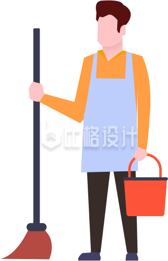 扁平化插画家政人员