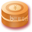 手绘金色堆叠两个金币