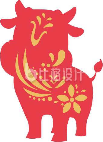 红色可爱花纹牛