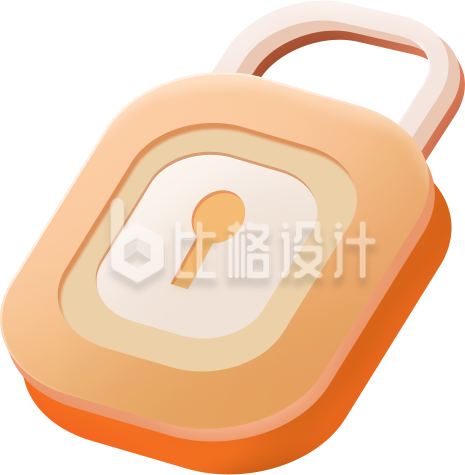 手绘卡通金锁插画