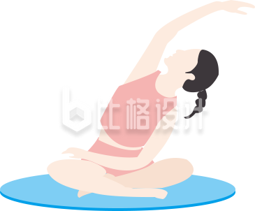 扁平插画练瑜伽的女人