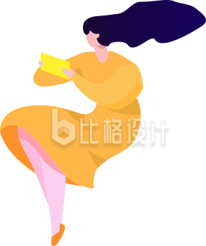 简约扁平黄衣服女孩