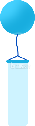 蓝色带飘带的气球