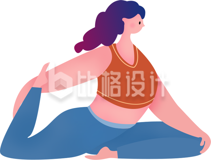 手绘练瑜伽的女孩