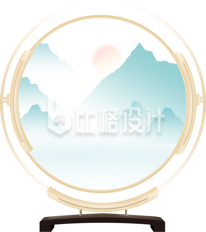 古风山水画卷屏风
