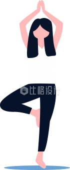 手绘练瑜伽的女孩