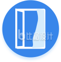 简约风蓝色门窗图标，适用于家装宣传物料