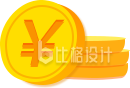 插画立体金币堆