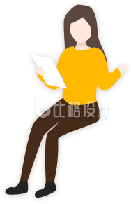 扁平插画坐着看书的女孩