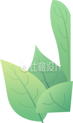 手绘春天绿色树叶草丛