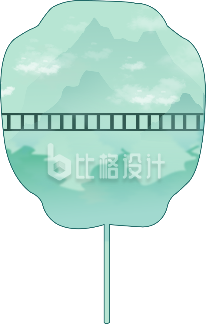 山水画面扇子