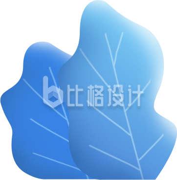 仿立体蓝色渐变叶子