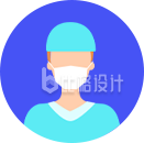佩戴口罩的医生护士形象宣传图标