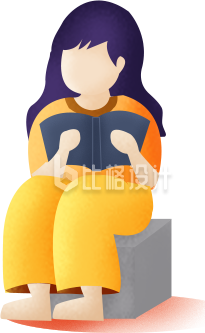 坐着看书的小女孩