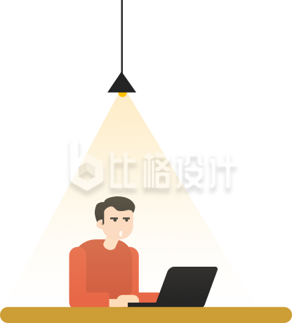 看电脑学习工作场景插画