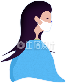 戴口罩女生半身像