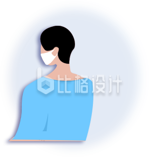 戴口罩男生回眸半身像